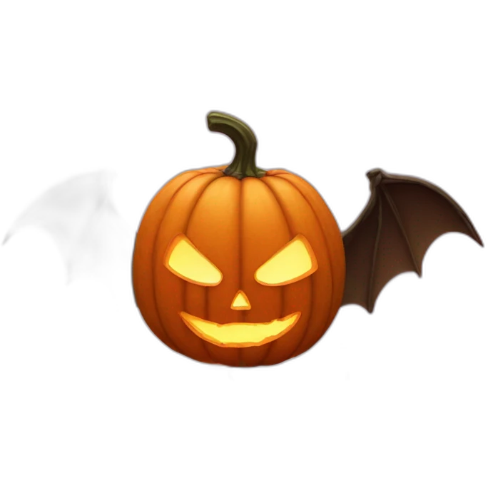 pumpkin on fire with bat wings emoji