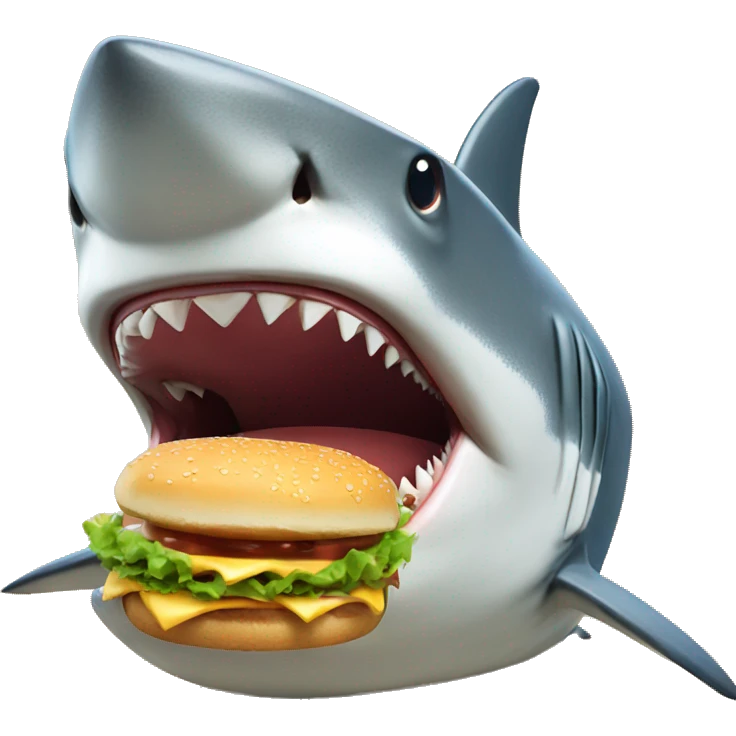 shark eating burger emoji