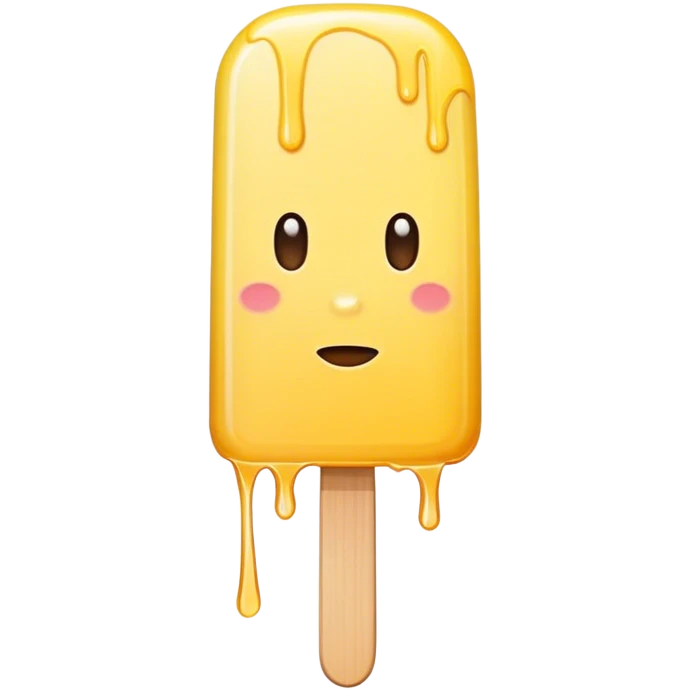 Thin yellow popsicle with rounded top and dripping  emoji