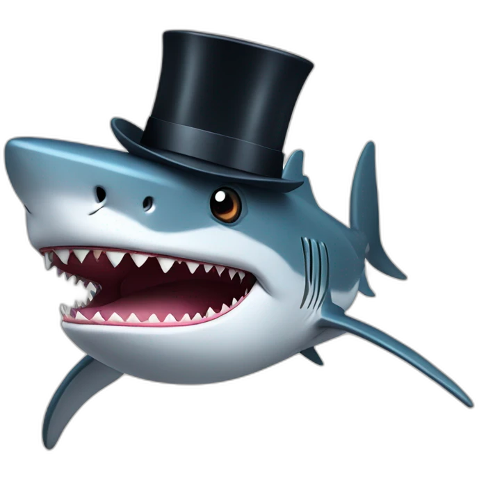 Shark with a top hat emoji