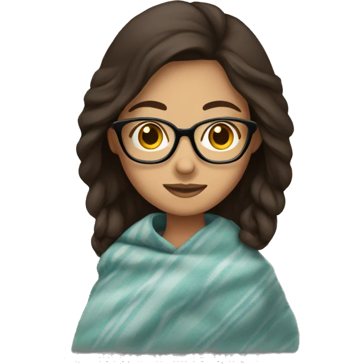 Brunette with glasses in a blanket emoji