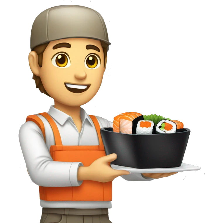  courier delivered sushi on the plate  emoji