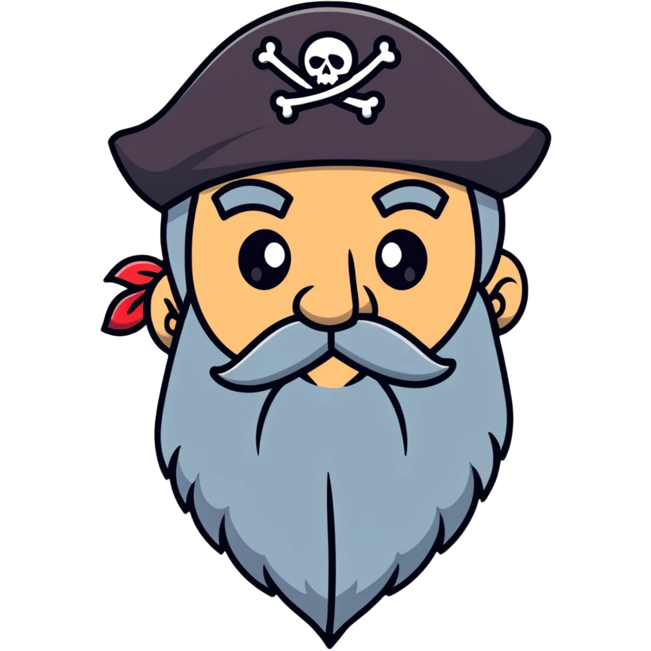 Old bearded pirate with eye patch and heart eyes looking with admiration emoji