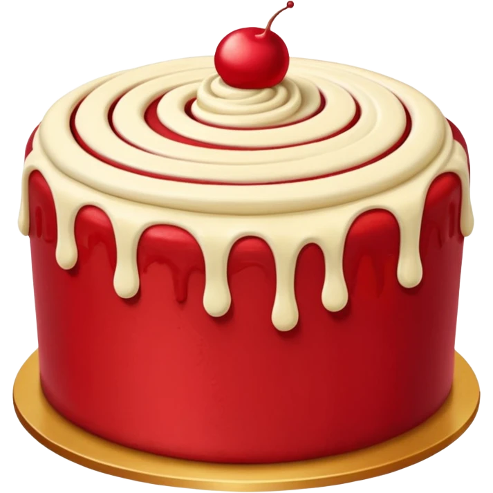 red cake with golden cream emoji