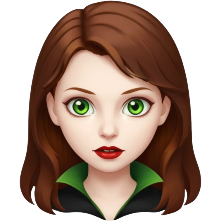 vampire girl with brown hair and green eyes emoji