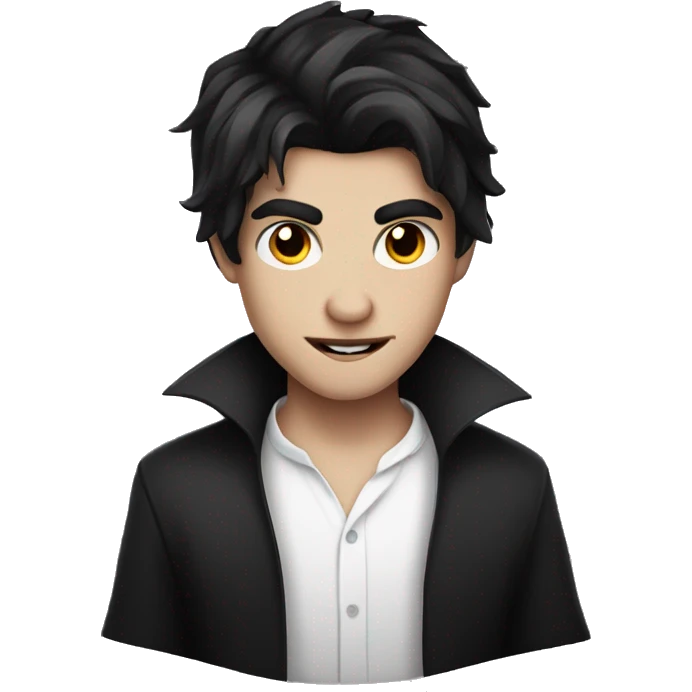 teen boy vampire with dark hair and white shirt emoji