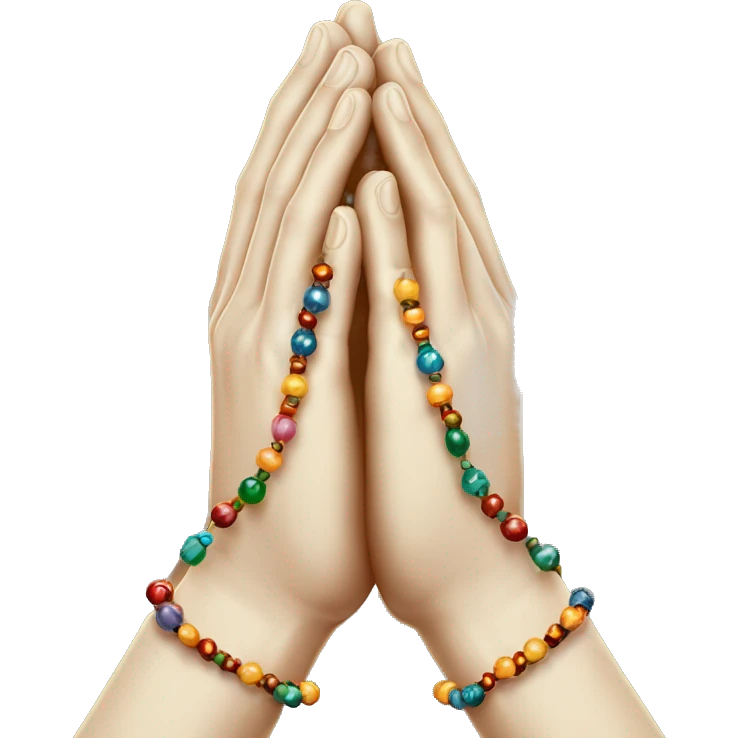 PRAYING HANDS WITH BEADED HOLY ROSARY WRAPPED AROUND HANDS  emoji