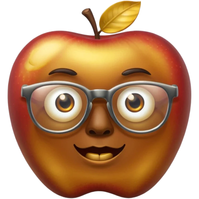 scary golden apple with glasses emoji