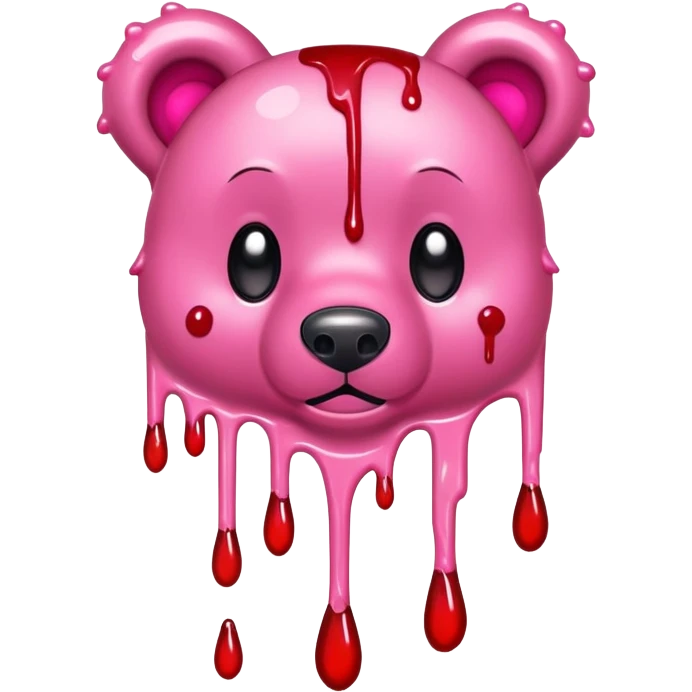Pink gloomy bear blood with paw claw emoji