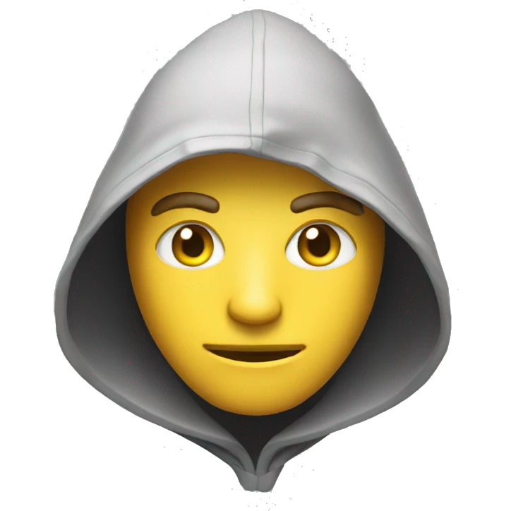 Hood with hacker face emoji