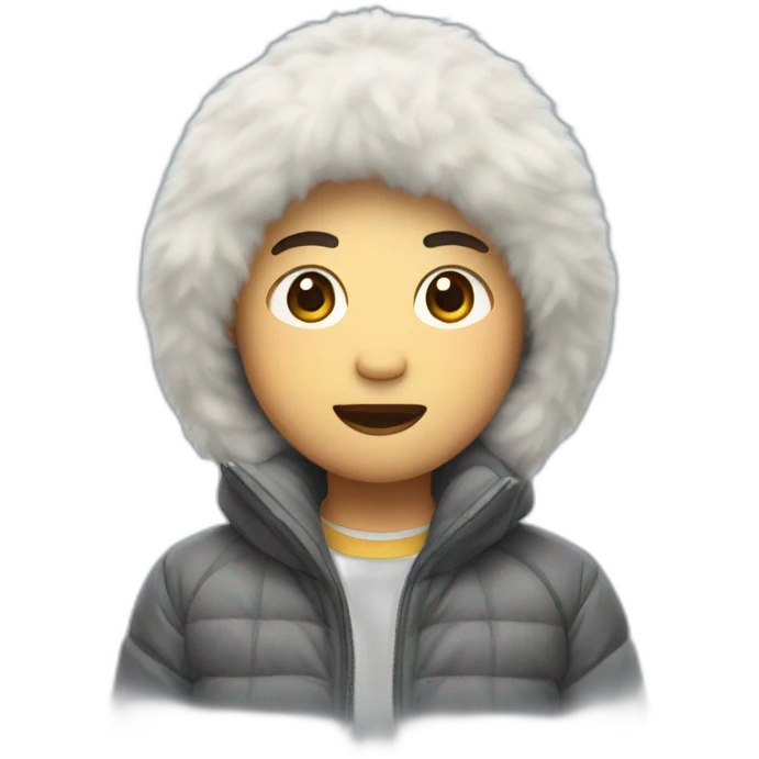 Asian wearing fluffy jacket emoji