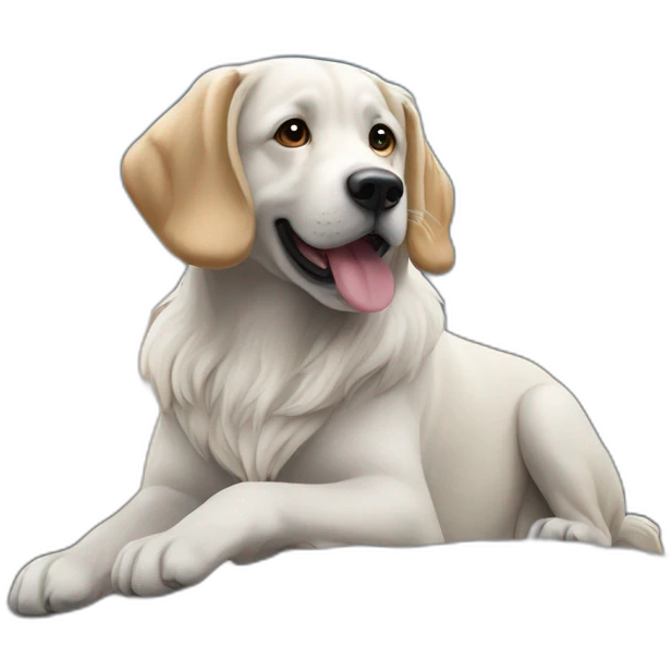 Un chien à côté d’une montagne emoji