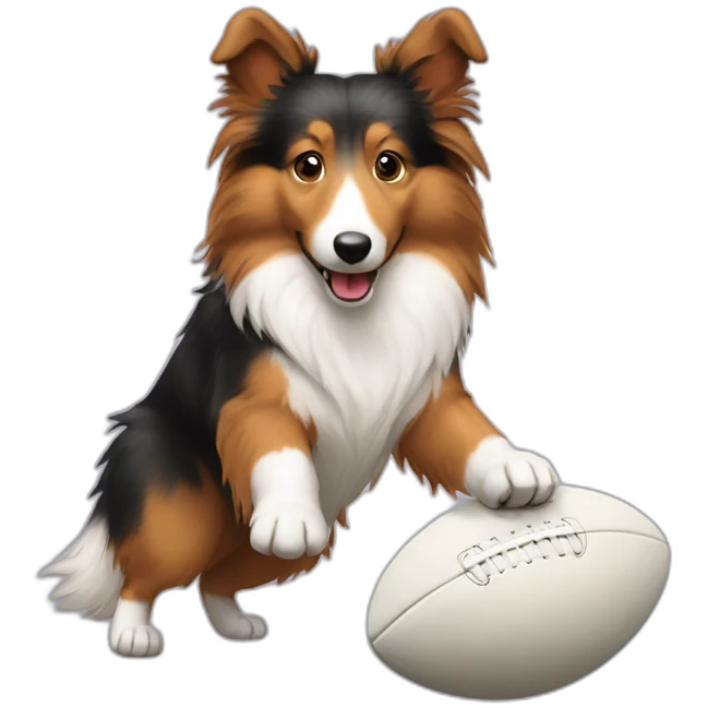 Sheltie plays rugby emoji