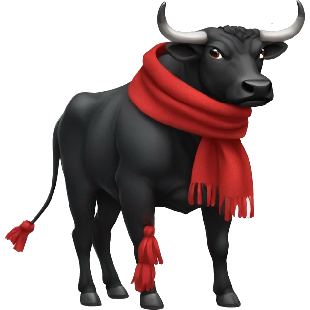 black bull using red scarf feeling angry emoji