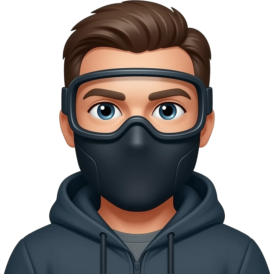 Ski mask mask on a white guy with a beard emoji