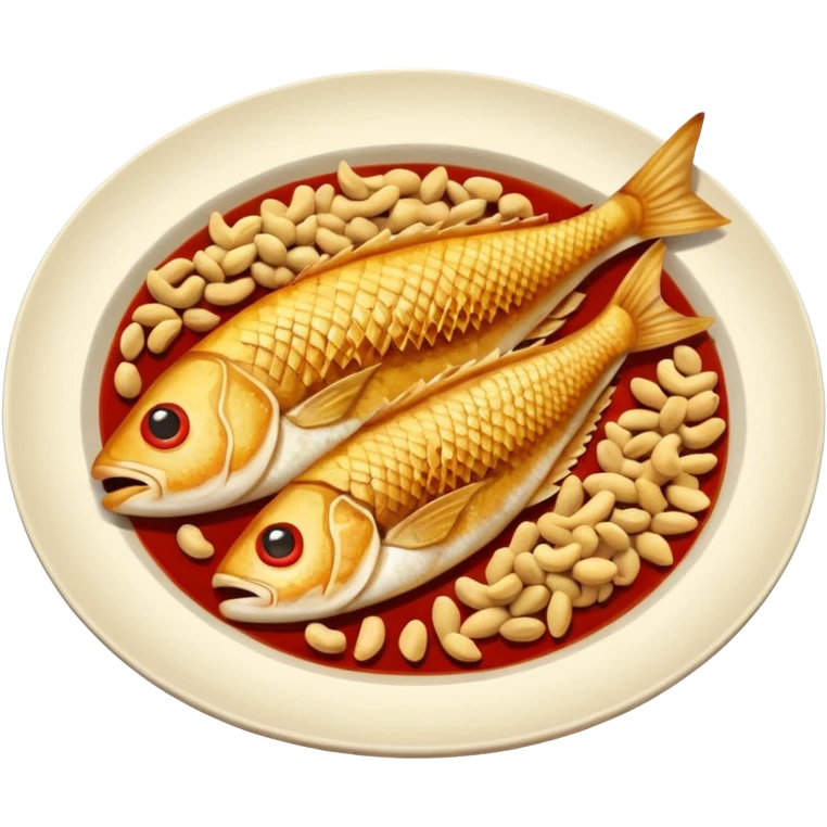 fish and peanut indonesian food emoji