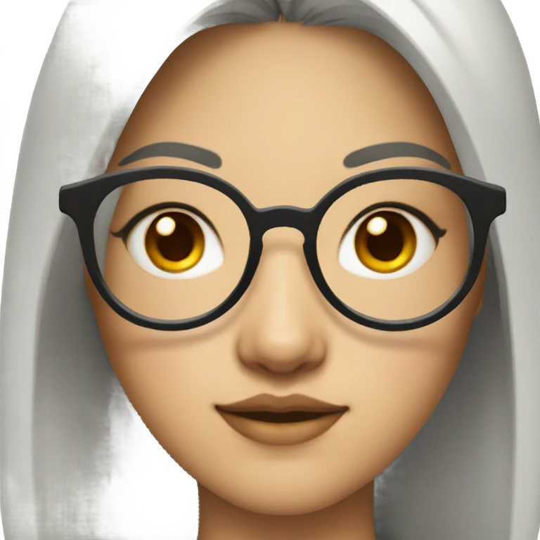 Asian girl with wolf cut and eyeliner and glasses emoji