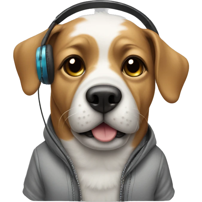 Dog wearing clothes and headphones  emoji