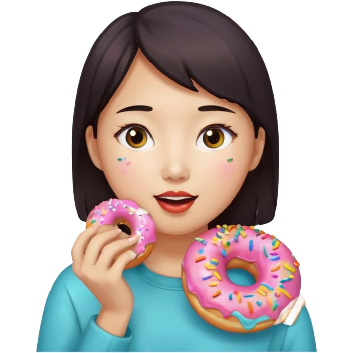 asian woman eating donut emoji