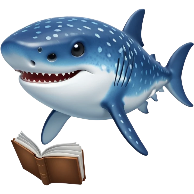 Whale shark reading a book emoji