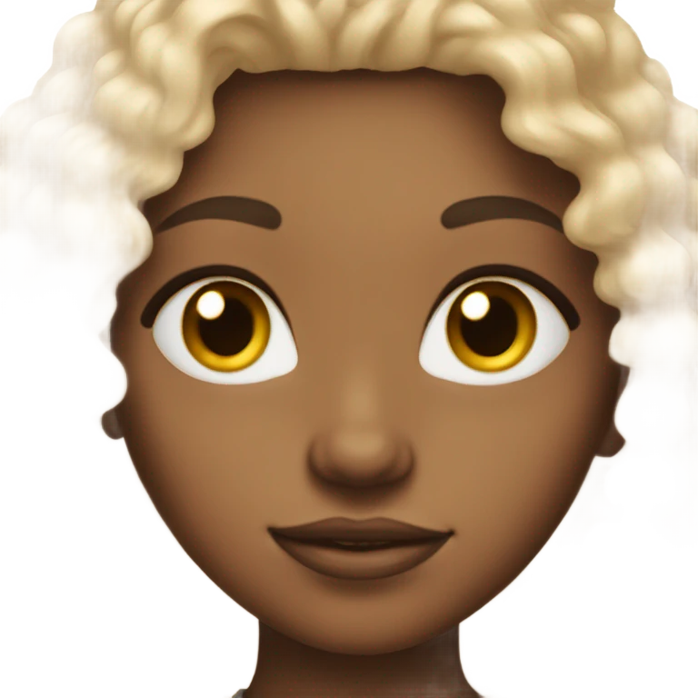 Light brow skinned girl with curly shiny hair and clear skin emoji
