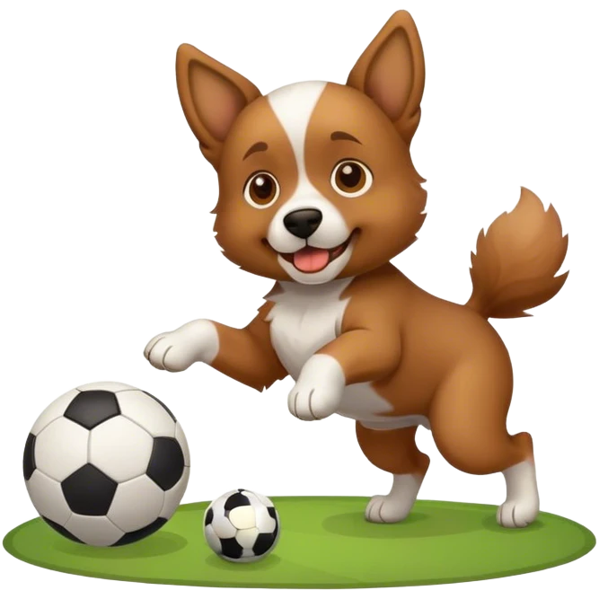 Dog playing soccer emoji