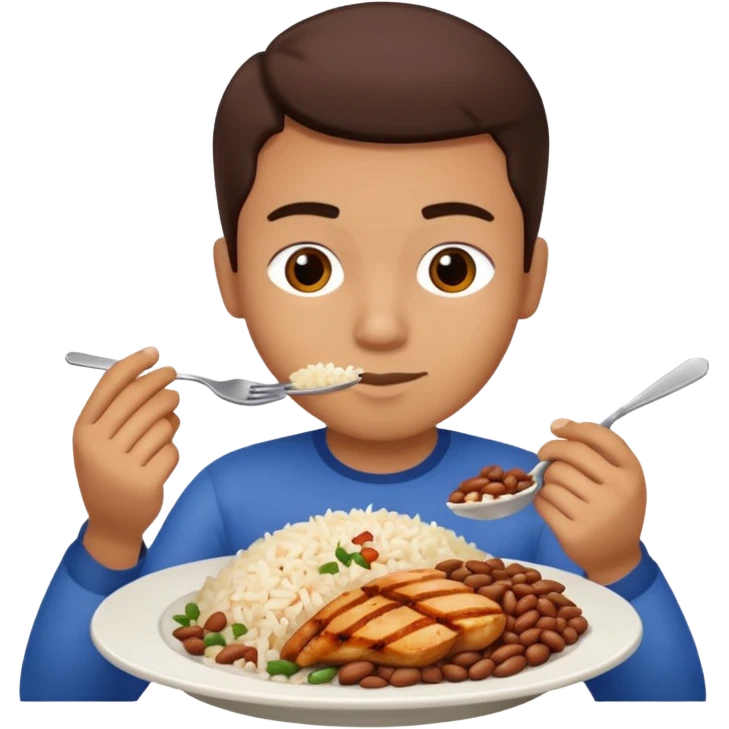 Create a person having lunch. Not a sandwich. Rice, beans and chicken. emoji