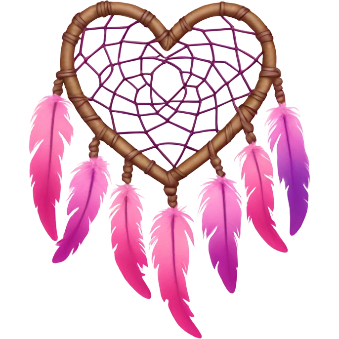 Pink ombre heart shaped dream catcher  emoji