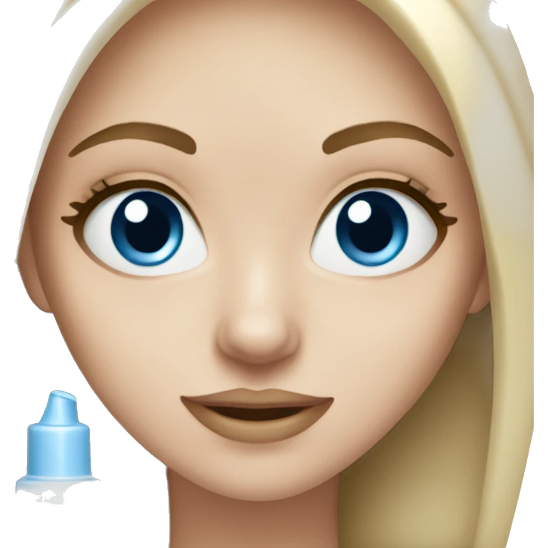 white girl with blue eyes applying cream on face emoji