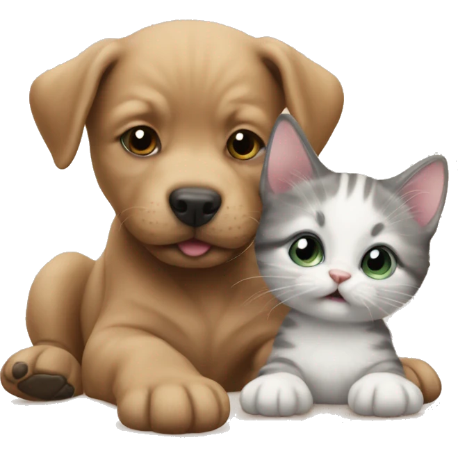 Baby dog and baby kitten  emoji