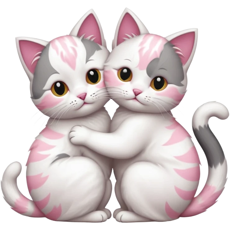 two white pink cats grooming each other emoji
