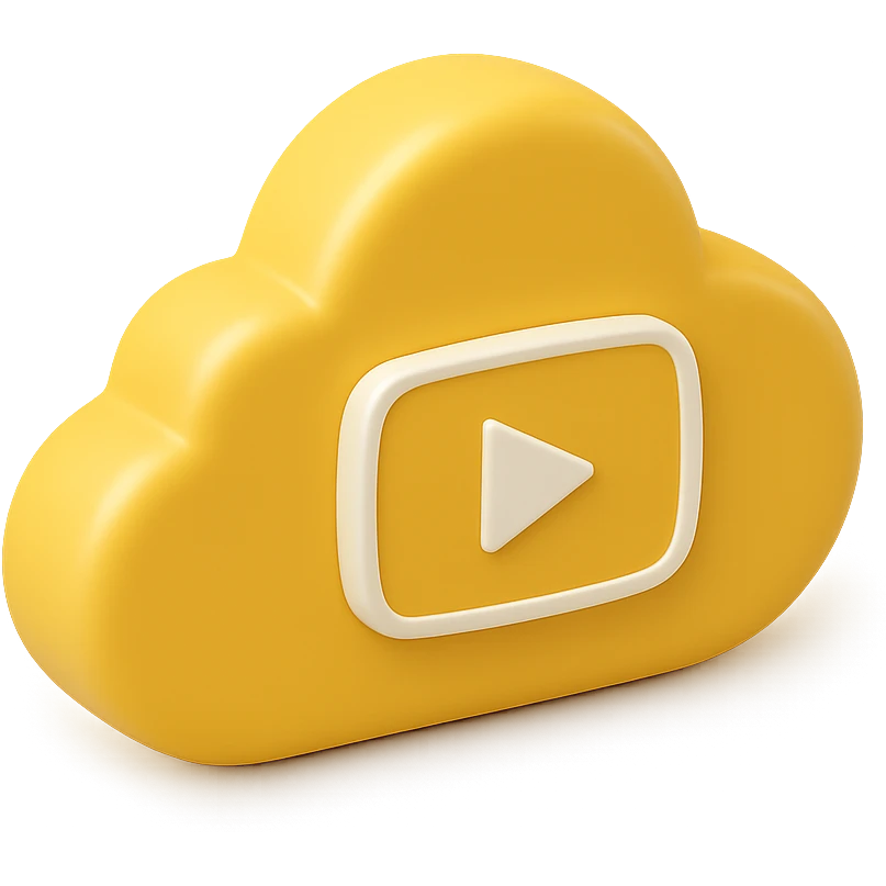 A cloud with a YouTube play button symbol inside it, representing views on YouTube emoji