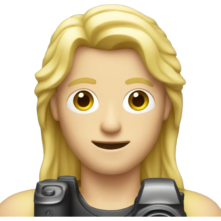 blonde guy with mullet holding a camera emoji