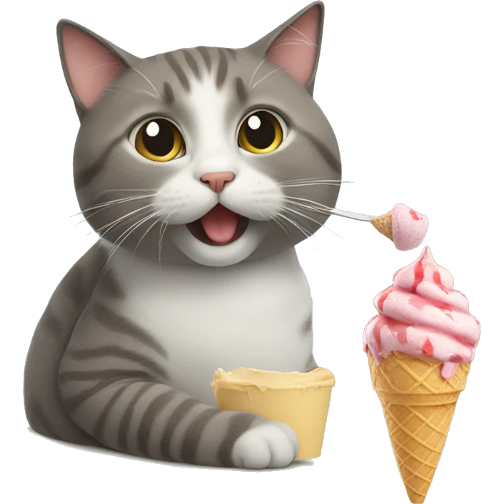 Cat eating ice cream emoji
