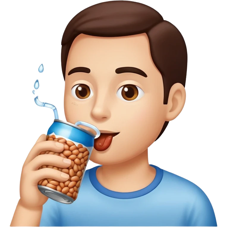 Canned beans eating a water of cup emoji