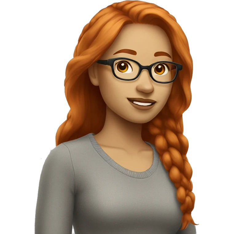 redhead with gray frame eyeglasses amber eyes and light skin emoji