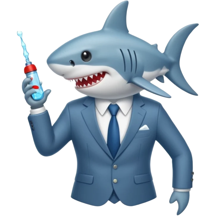 draw a vacuum sealed cute shark in a suit emoji