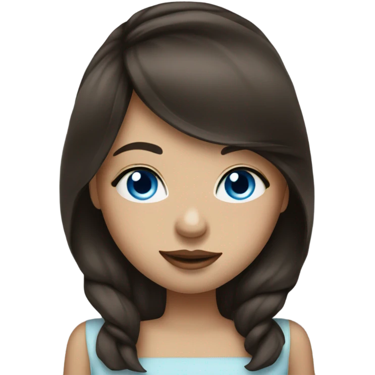 Brunette girl with blue eyes sending a kiss emoji