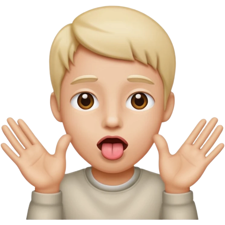hands on the side with tongue sticking out emoji