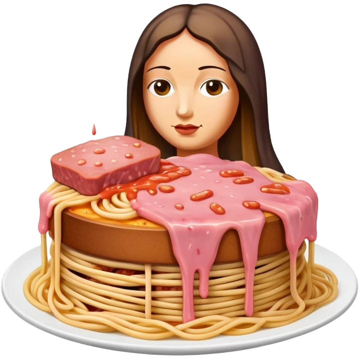  SPAM meat melted pink dripping sauce spaghetti monalisa  emoji