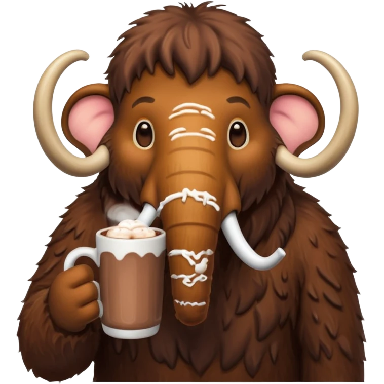 A mammoth who drinks a hot chocolate emoji
