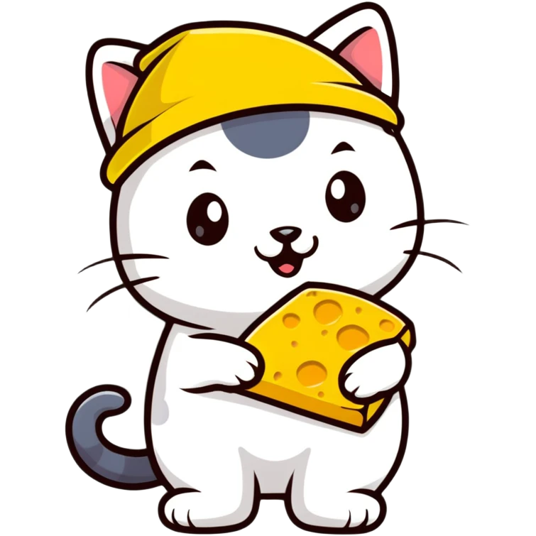 Cheese cat wearing a yellow hat emoji
