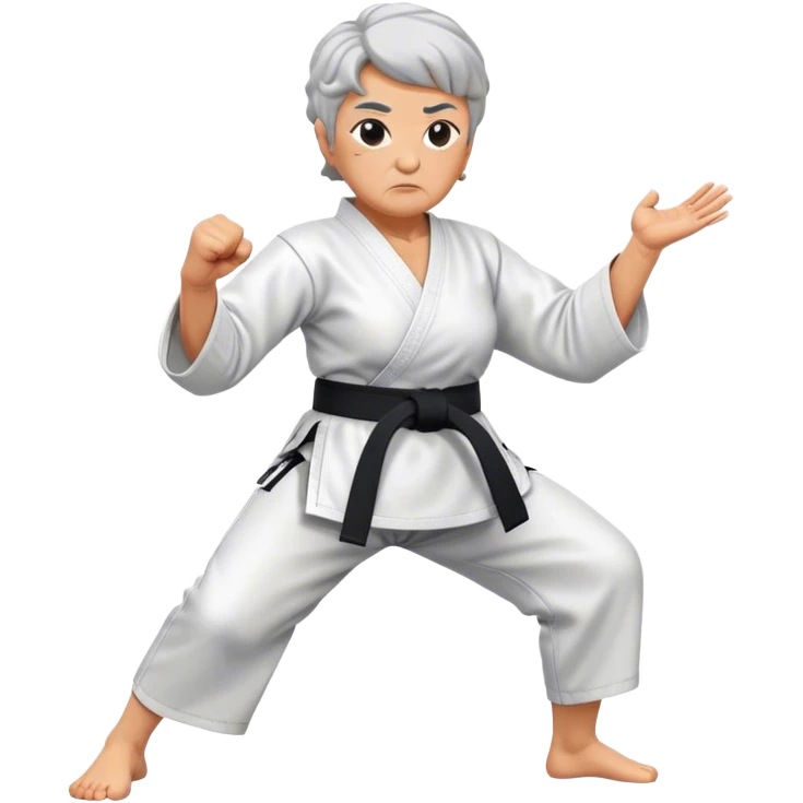 grandma karate with black belt emoji