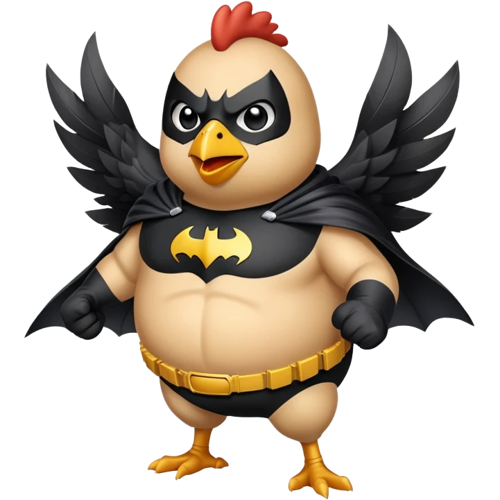 A plump chicken fighting batman emoji