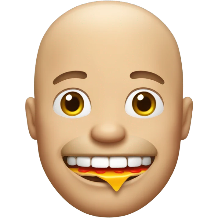 Happy bald man eating a burger emoji