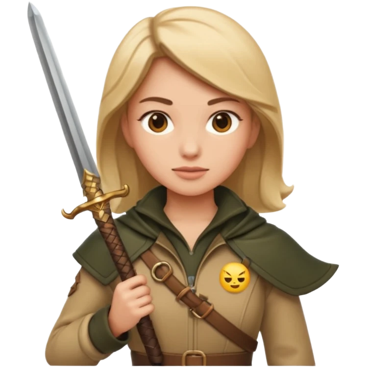 tôi muốn emoji nữ thợ săn cầm kiếm emoji