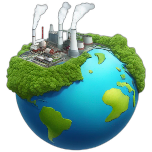 planet earth with big factory on top of surface emoji