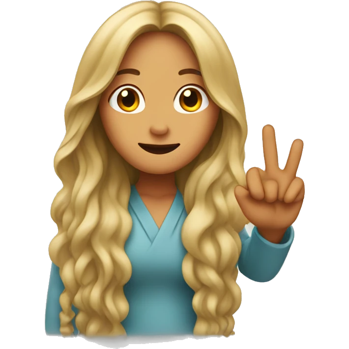 long haired woman showing 2 fingers in the middle  emoji