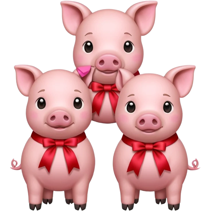 6 pigs with ribbons emoji