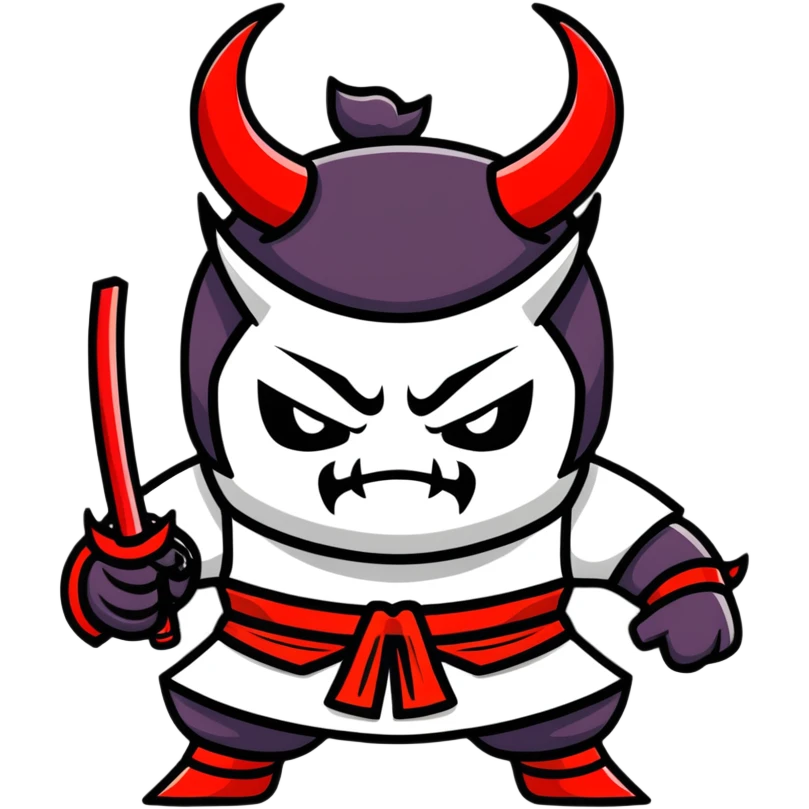 Menacing devil samurai with sharp horns emoji